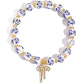 WASAIE Ceramic Beads Stretch Charm Bracelet Bracelet for Women,Vintage Bracelet Handmade Beaded Delicate Jewelry Gift