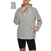 Zando Womens Rain Jacket with Hood - Packable Pullover Rain Coat Lightweight Outdoor Windbreaker Jacket Waterproof Raincoat