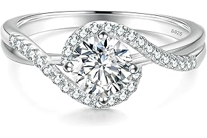 KRKC Moissanite Rings for Women, 0.5CT/1CT/1.5 CT/2CT Lab Created Diamond Engagement Rings, D Color VVS1 Clarity Brilliant Round Cut, White Gold Plated S925 Sterling Silver Ring for Wedding, Promise, Anniversary and Bridal Gift