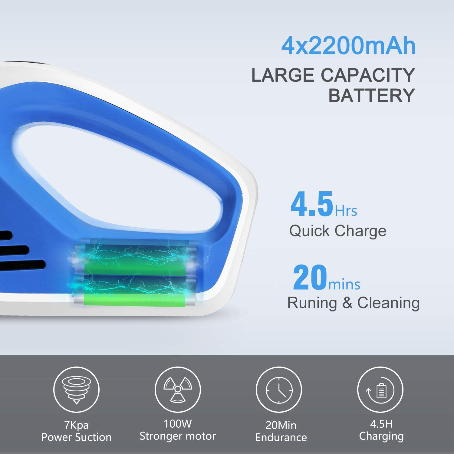 APOSEN Handheld Vacuum Cleaner with HEPA Filter 7Kpa Wet Dry Hand Vac 14.8V Lithium with Quick Charge Tech Powerful Cyclonic Suction A7-B -