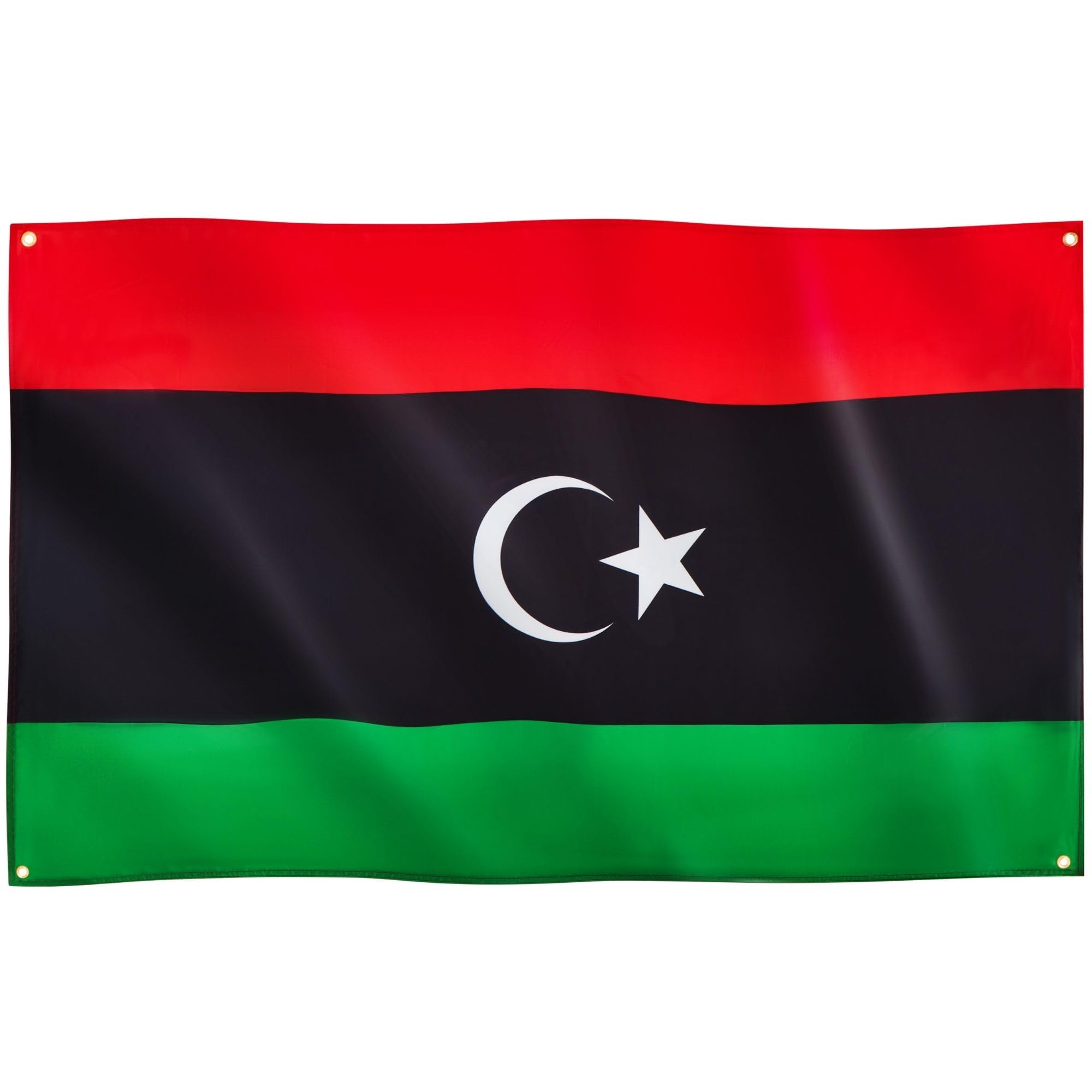 Runesol Libya Flag, 91x152cm, 3ft x 5ft, 4 Grommets, Eyelet In Every Corner, Libyan Flag, Libyan Arab Jamahiriya, Libu, Premium Flags, Inside, Outside, Vivid Colours — image 1