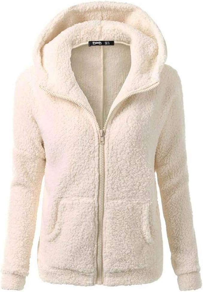 FENTINAYA Womens Sherpa Fleece Hooded Jacket Coat Zip Outwear Amazon