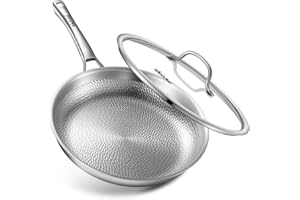 Titanium Pan, 12In/30cm Frying pan with Lid, Non Stick Skillet for Cooking, Non-Toxic, PFAS/PFOA/PTFE Free Cookware, Dishwash