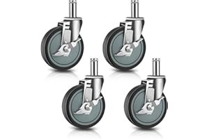 Besitu 5 inches Stem Casters for Wire Shelving Racks, Heavy Duty Wheels with Brake Set of 4 Swivel Casters Scaffolding Wheel Replacement (.864" x 2-3/16")