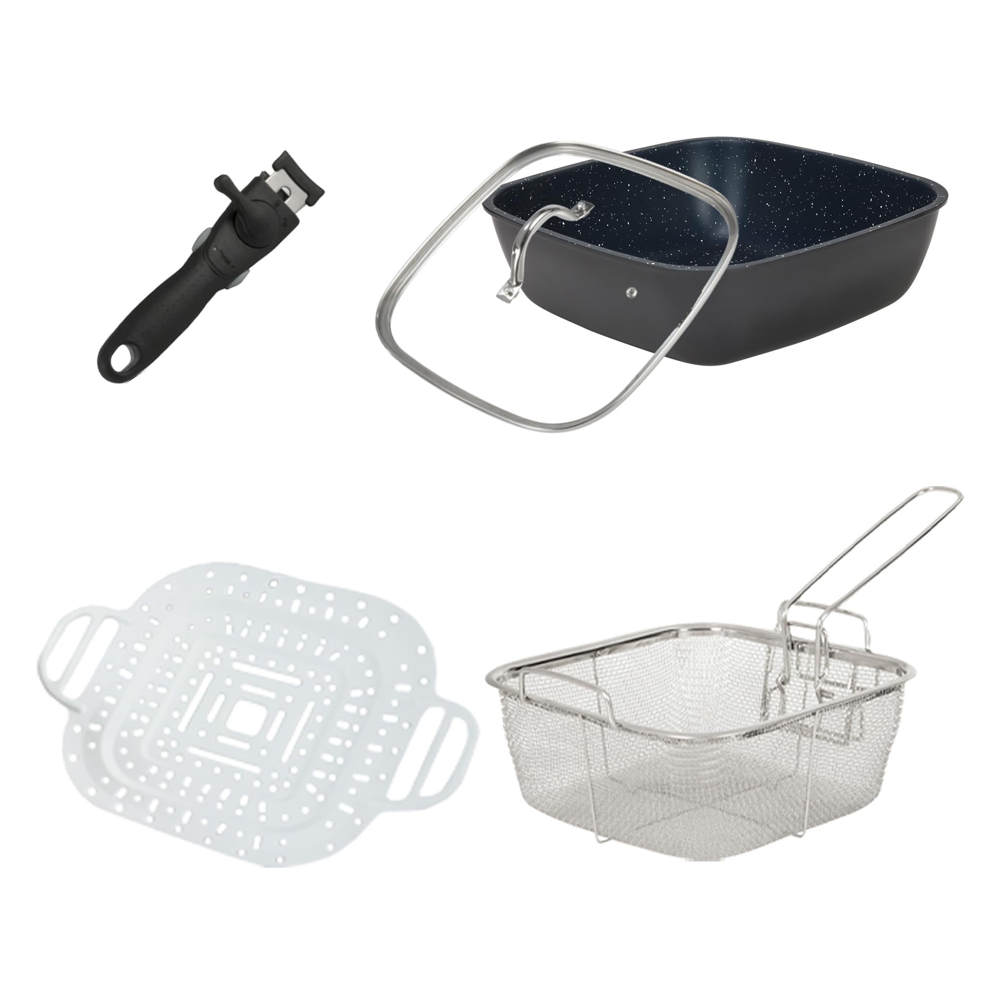 FLAVORSTONE Diamond Non Stick Frying Pan - Aluminum Ceramic Frying Pan, Induction Compatible, Oven Safe, Navy