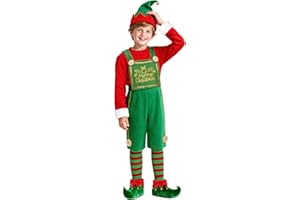 Simplecc Kids Christmas Elf Costume Set Girls Holiday Elf Dress with Elf Hat Shoes Socks