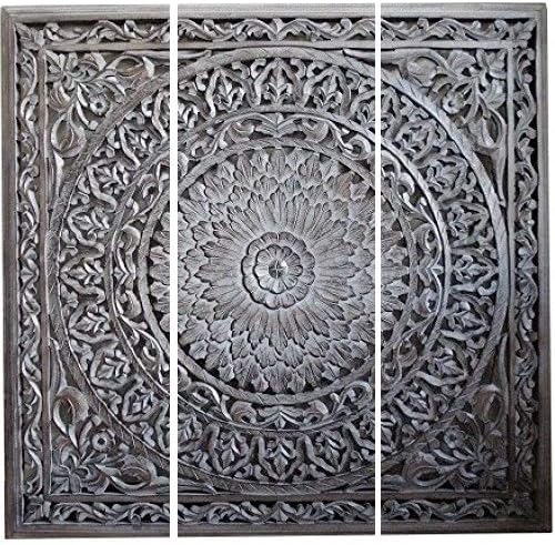 MDF Wood Wall Panel, Wall Hanging and Headboard (Grey, 120 x 120 cms)