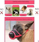 HEELE Dog Muzzle Breathable Mesh Nylon Adjustable Loop Black-Red M view 5