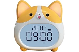 Dog Alarm Clock, Loud Bell Alarm Clock with Night Light, Rechargeable Teen Digital Clock with 6 Alarm, Timer and Temperature 