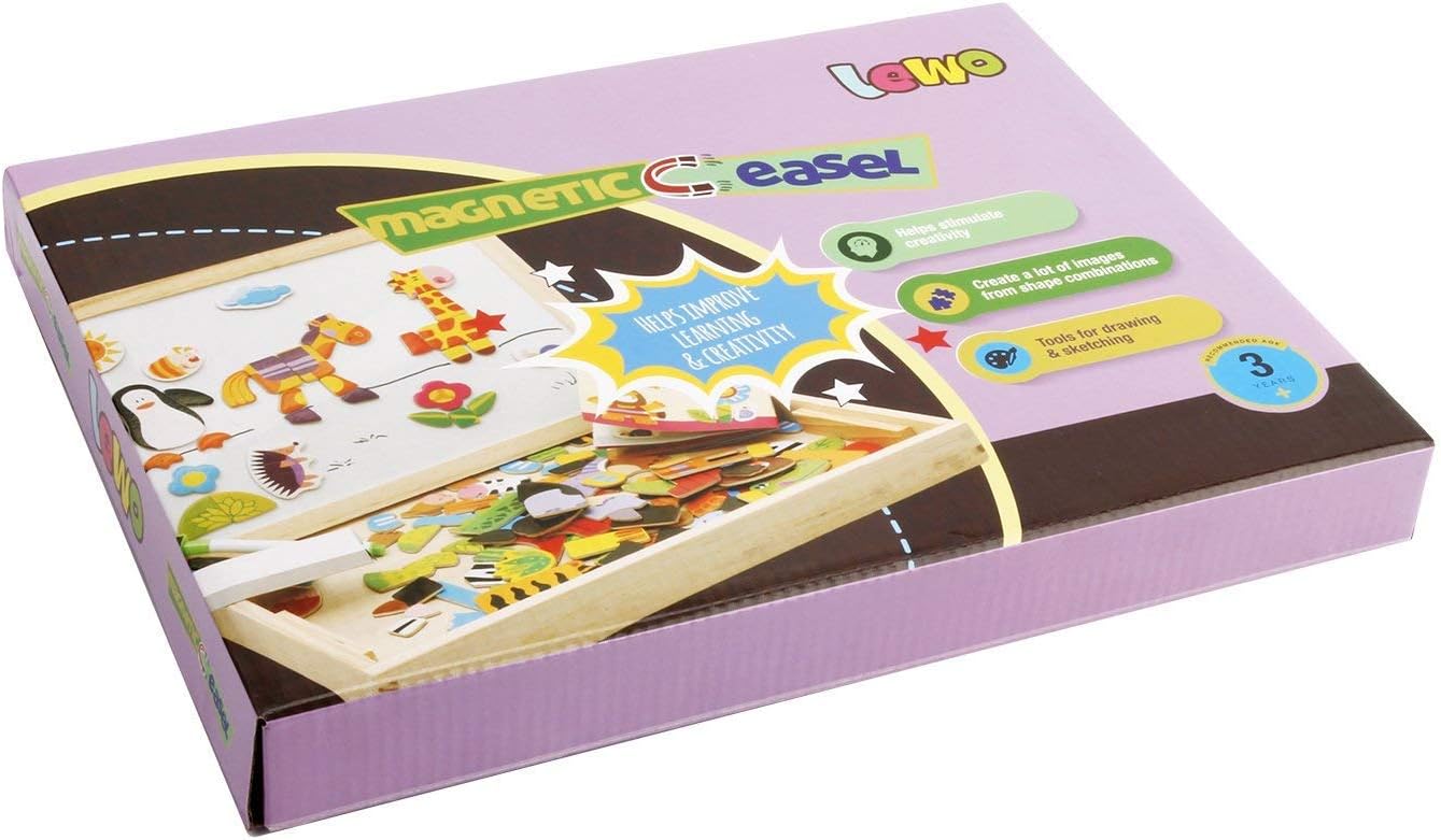 Lewo Wooden Educational Toys Magnetic Art Easel Animals Wooden Puzzles Games for Kids: Toys & Games