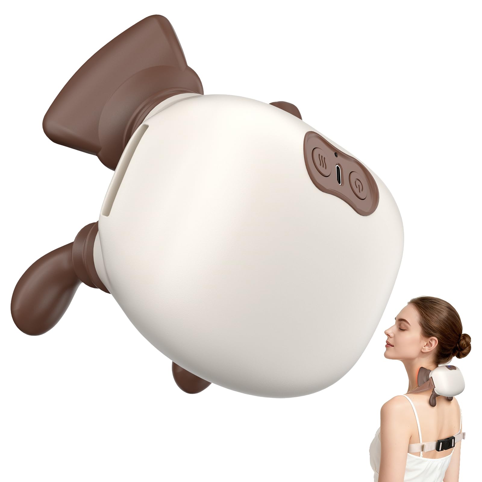 Photo 1 of 4D Neck Massager,Shoulder Hot Compress Massager, a wireless and portable massager that simulates human hand operation,suitable for relieving neck pain and relaxing muscles,with 3 adjustment modes.