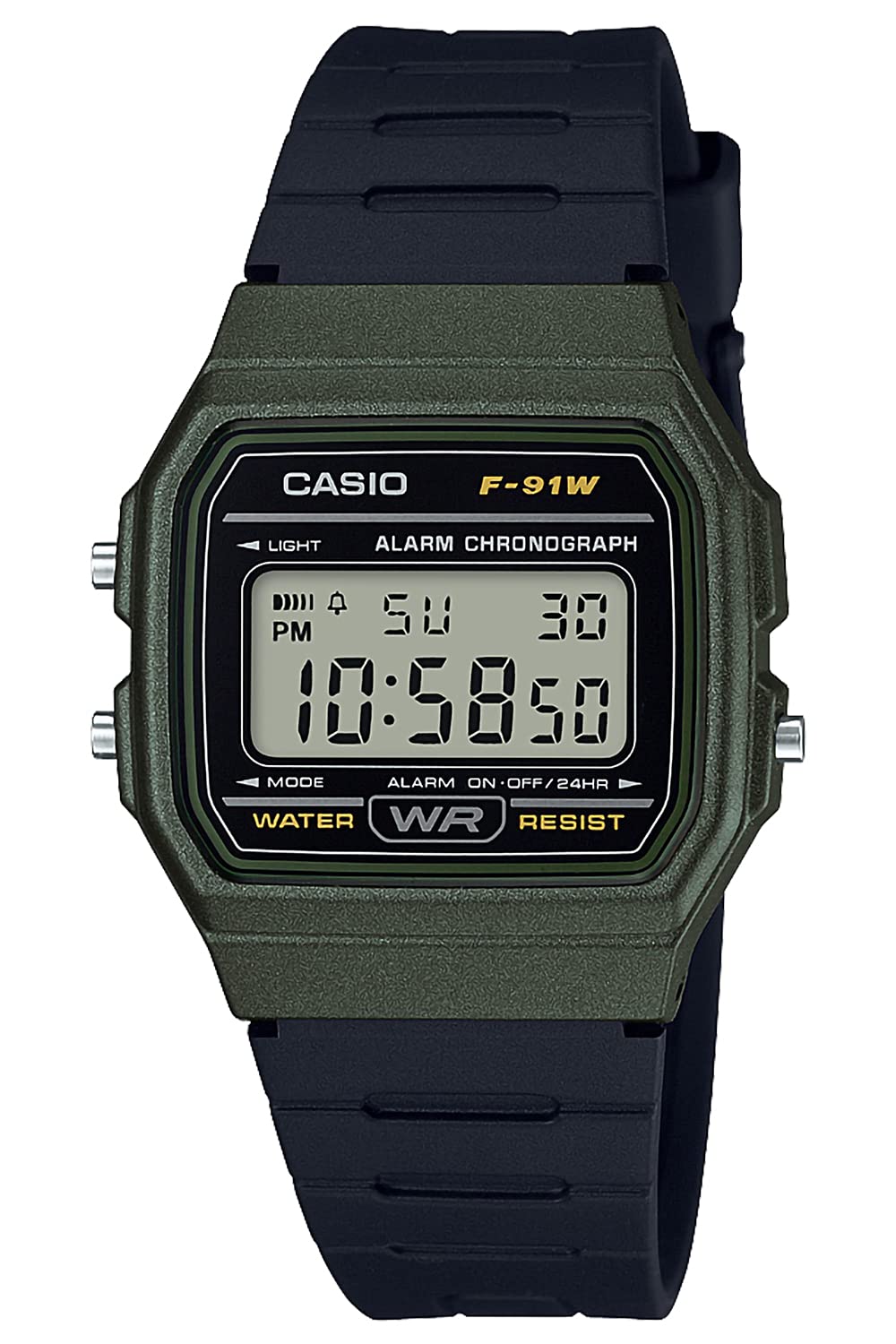 Casio Collection Digital Wristwatch, Resin, Accent Color, Khaki, Modern