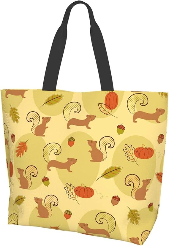 Amazon トートバッグ 大容量 シンプル 動物柄 リス レディース カバン ママバッグ 対応 旅行バッグ 可愛い カジュアル ハンドバッグ 通勤 旅行 ショピング 大容量 アウトドア プリント おしゃれ トートバッグ