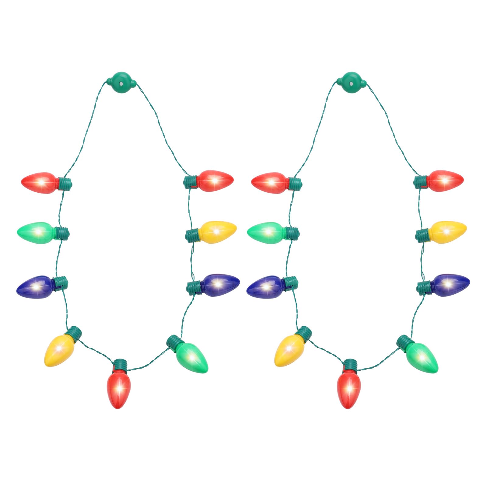 Lasuroa 2pcs Christmas Light Bulb Necklace, Glow Necklace for Fun Party Supplies