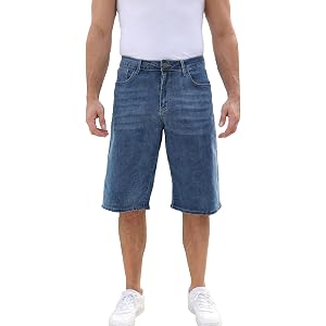 UMESOUL Men's Baggy Jean Shorts Wide Leg Y2K Long Denim Jorts