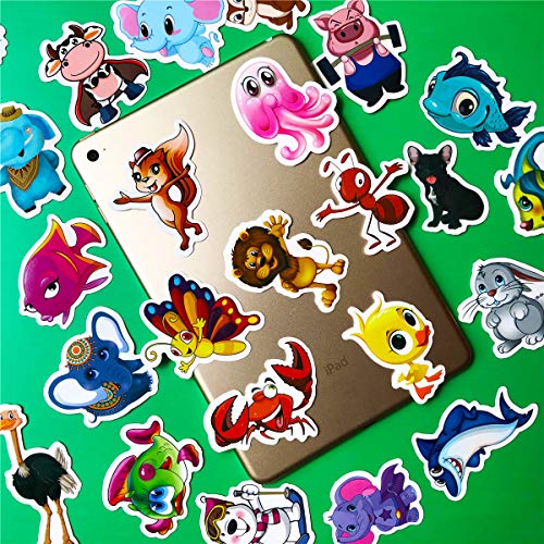 100PCS Lovely Cartoon Animals Stickers Waterproof Laptop Astronaut Stickers Car Bicycle Suitcase Computer Water Bottle Mobile Phone Stickers Decals for Kids (Cartoon Animals 100)