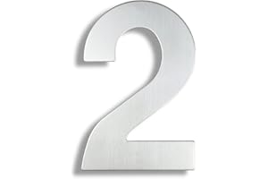 HASWARE 304 Stainless Steel Modern House Number Powder Coating Stylish Door Alphabet Plaque Street Home Decor (2, 6 Inch Silv