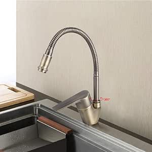 Estilo antiguo Bronce Grifo de la cocina Mezclador de Agua Fría y