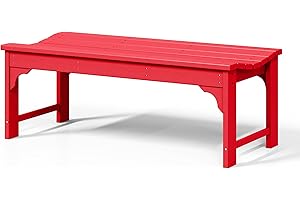 WestinTrends Malibu Outdoor Bench, All Weather Resistant Poly Lumber Backless Patio Garden Bench, Adirondack Curved Bench Seat for Comfort, Red