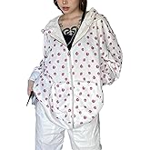 Women Cute Floral Graphic Hoodies Zipper Long Sleeve Oversized Preppy Sweatshirt Y2K Aesthetic Fall Outfits Teen Girls