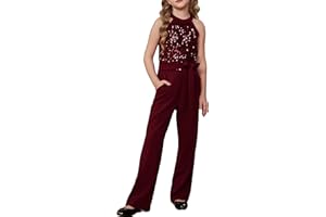 GRACE KARIN Girls Jumpsuit Tween Sequin Trendy Party Halter Shinny Dance Formal Romper Bodysuit 6-12