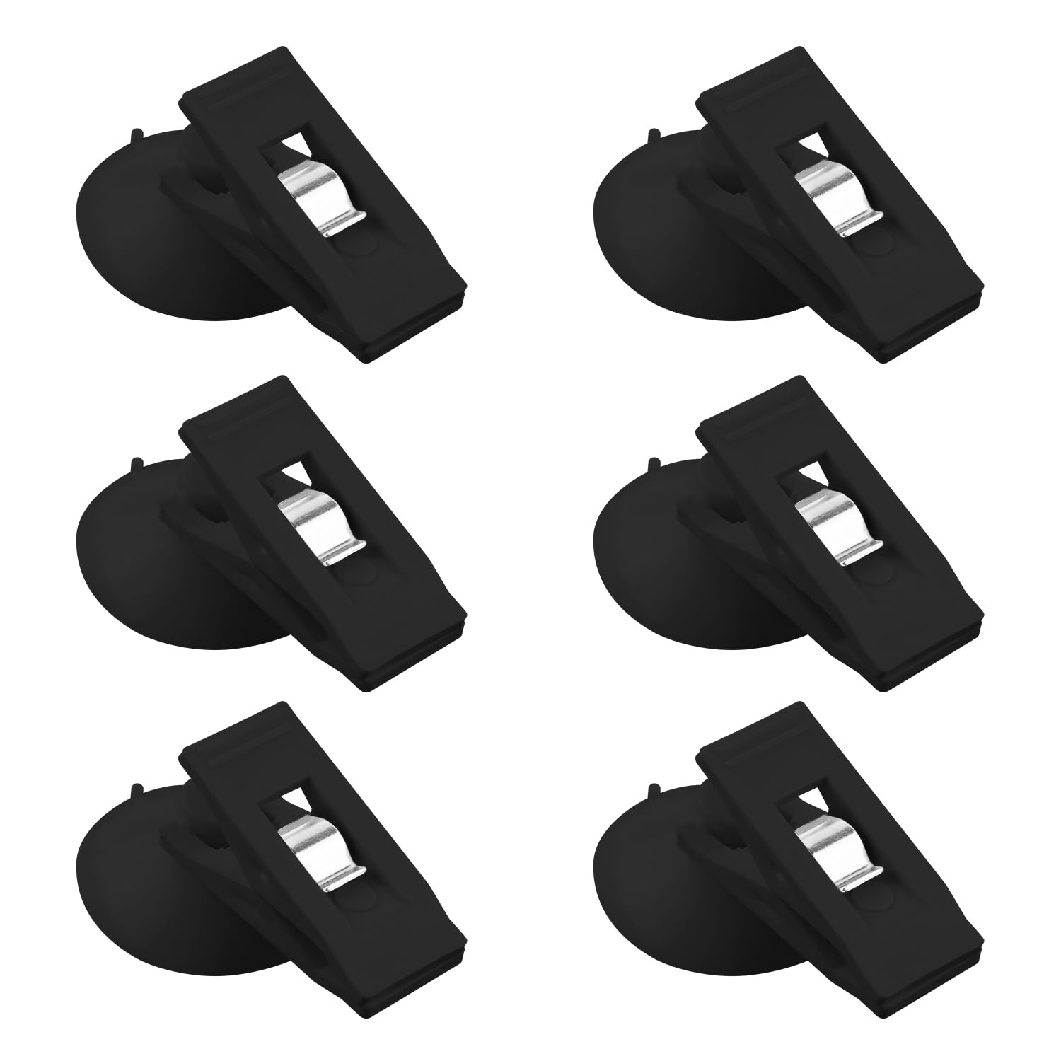 NQEUEPN 6pcs Shower Curtain Clips, Suction Cup Wall Clips, Windproof, Holds Up to 200g, Black, PVC, ABS, Steel, Shower Refrigerator Hanging, Home Accessories, Camper Car