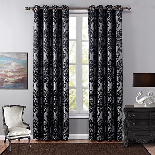 Polyester Jacquard Panel Curtains,(Singel Panel ) Solid Color Muliti Size BEIBEITEX ( 52''W×84''L , black)