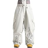 GSOU SNOW Men Baggy Snowboard Pants Women Snow Pants Waterproof Cargo Snowboarding Ski Pants with Reflective Flame Graphic