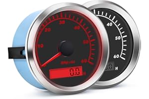 BLUERICE 85mm Marine Tachometer Outboard Boat RPM Tachometer 6000RPM for Auto Motorcycle Marine Yacht Vehicle with Backlight Hour Meter Car Tacho Gauge 9-32V Waterproof
