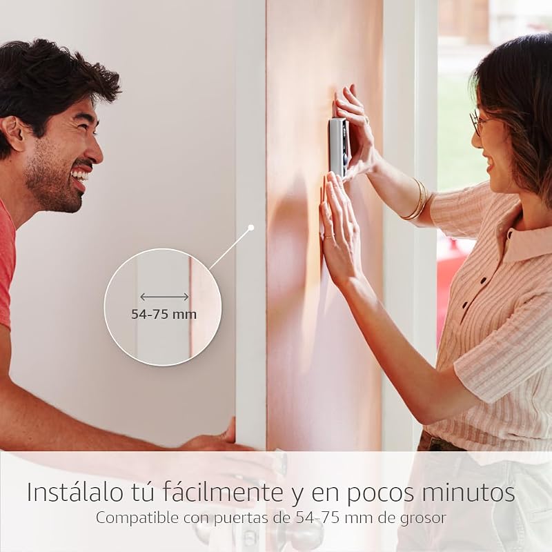 mirilla digital (Door View Cam) para puertas de 54-75 mm de grosor (versión recomendada) | Timbre inalámbrico con camara de vigilancia, vídeo HD 1080p, wifi | 30 días gratis de Ring Home