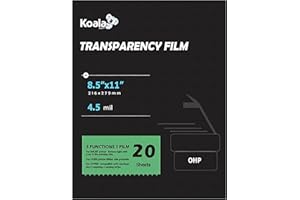 KOALA Transparency Film for Inkjet/Laser Jet Printers - 8.5 x 11 Inch 20 Sheets Printable Transparency Paper for OHP Film Ove