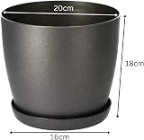 B2C Flower Pots 6 Colours 8 Sizes Matte Plastic Planter with Saucer Black view 3