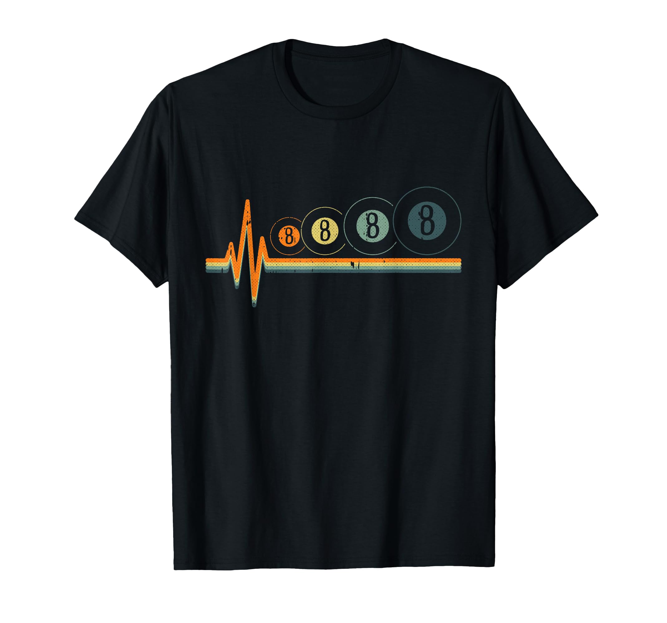 8 Ball Billiards Retro Heart-Beat Sports Pool Snooker Player T-Shirt