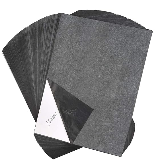 YOTINO 100 Blatt Kohlepapier A4 Carbon Papier Graphitpapier für Holz, Papier, Segeltuch usw. + Prägestift mit 5 auswechselbar