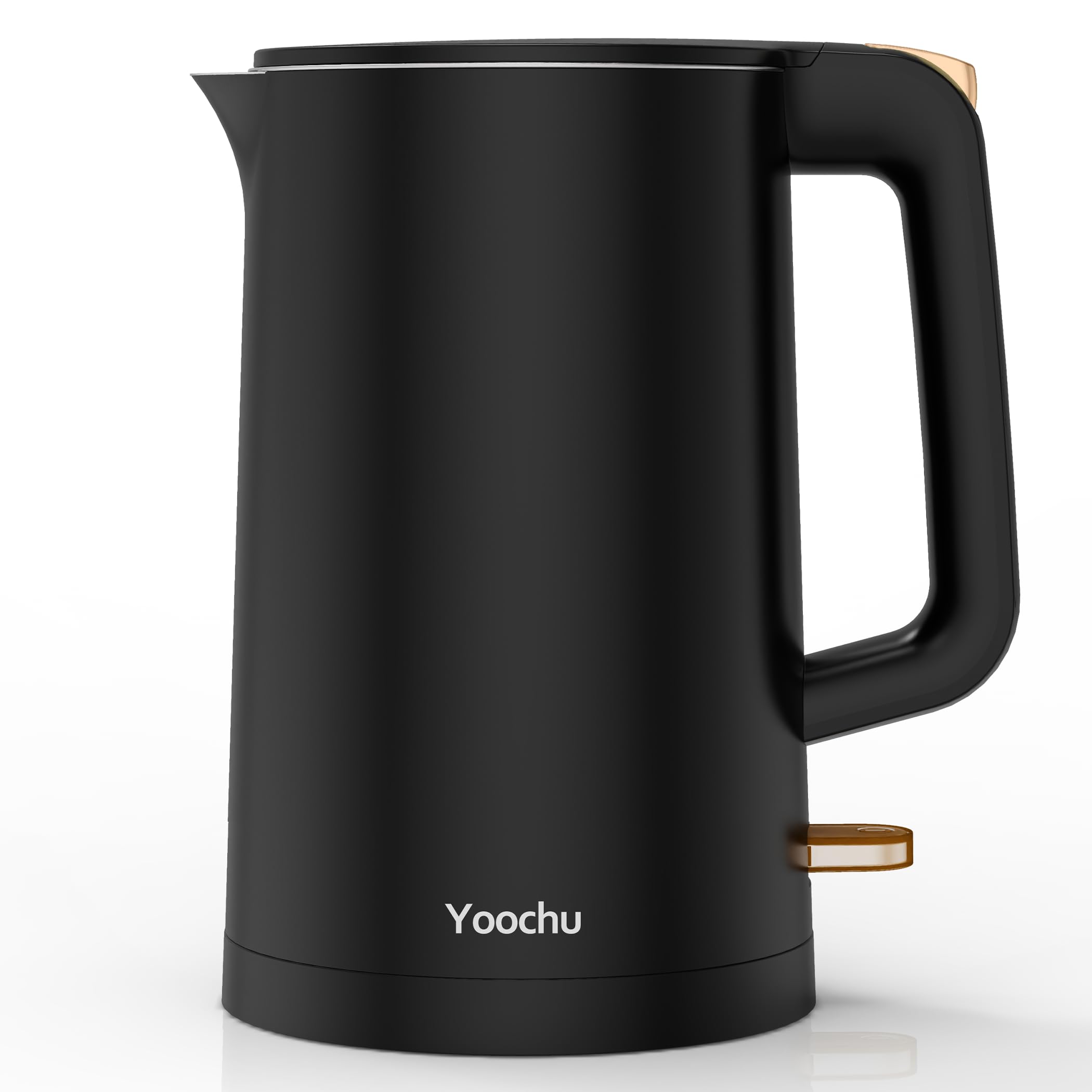 Electric Kettle, Double Wall 1.7L Stainless Steel Cool Touch, Water Boiler & Heater, 1500W Hot Tea Pot, Boil Dry Protection & Cordless Base, BPA-Free, Black Gold