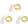 3 Pack Fairy Lights Battery Operated 6.6ft 20 Led Mini String Lights Silver Wire Starry Lights for DIY Wedding Party Festival Halloween Christmas (Warm White)