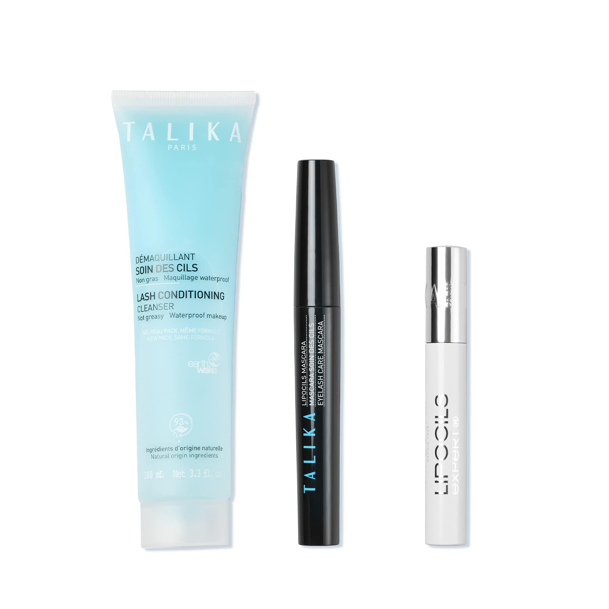 Together at Lash Bundle - Talika Lipocils Mascara Black - Talika Lash Conditioning Cleanser - Eye Makeup Remover - Talika Lipocils Expert 10ml - Eyelash Growth Serum