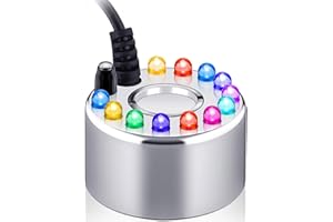 Yaomiao 1 Piece Halloween Mist Maker Fogger Small Ultrasonic Fog Machine Fountain Mister Fogger Water Garden Pond Foggers Air Humidifier with 12 LED Light Flashes for Halloween (Silver)