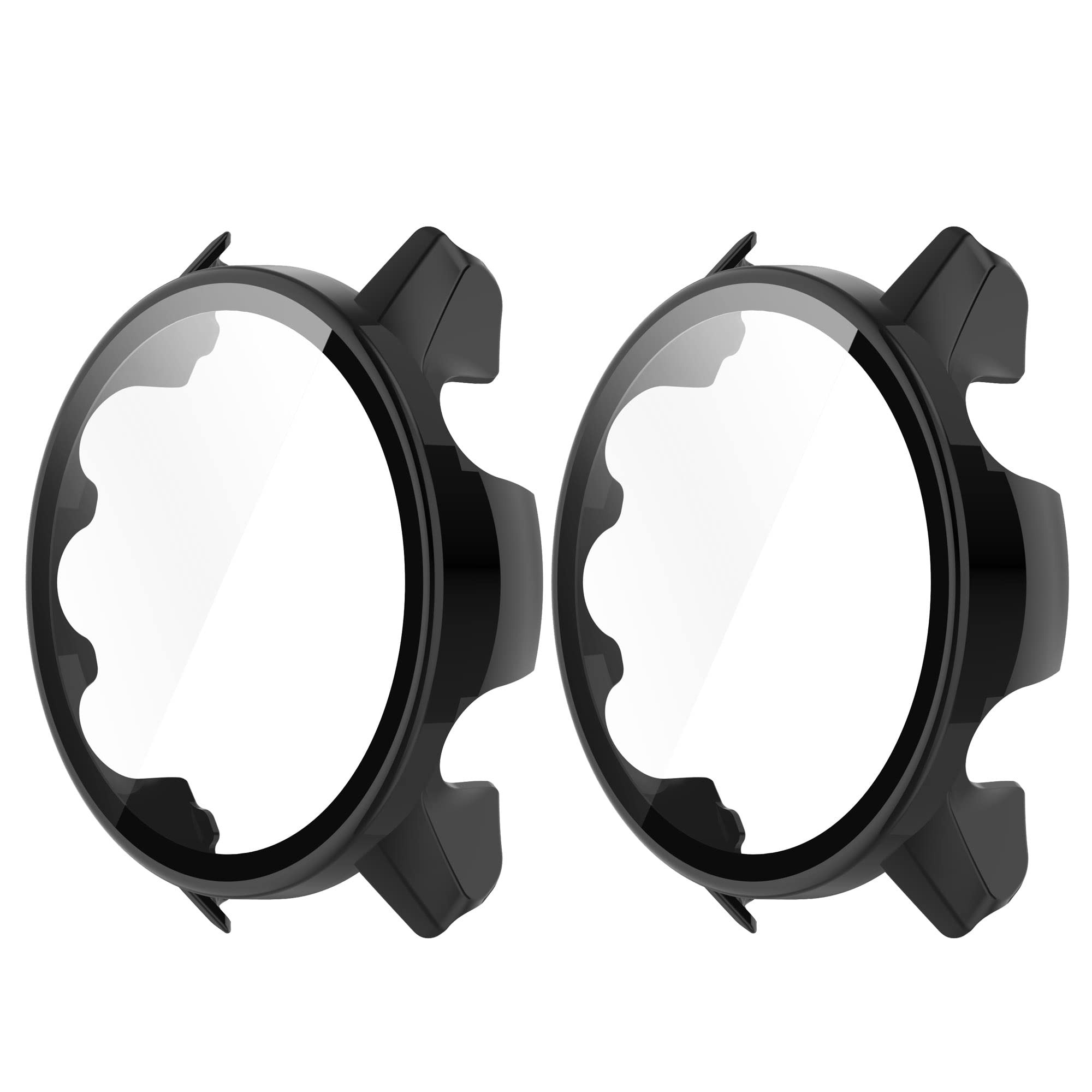 Chofit Cases Compatible with Garmin Forerunner 955 Screen Protector PC Protective Case with HD Tempered Glass Film for Forerunner 955 (Black+Black)