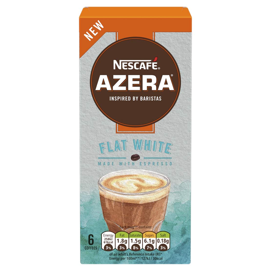 NESCAFÉ AZERA Flat White Coffee 6 Sachets, (Pack of 6, Total 36 Sachets
