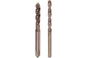 uxcell M6 x 1 Spiral Flute Tap and 5.0mm Twist Drill Bit Set, Metric M35 Cobalt High Speed Steel Machine Threading Screw Thre
