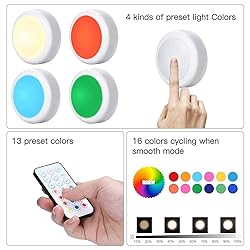 HELPLEX LED Puck Lights with Remote, 12 Pack Color