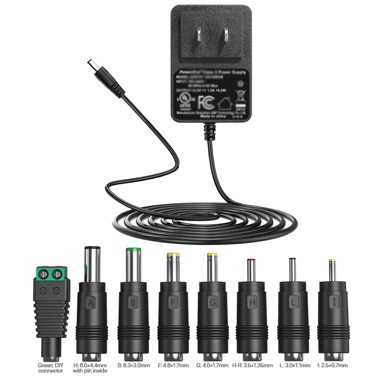 Photo 1 of 6V DC Power Adapter Charger 6V Power Supply Universal AC Adapter Power Cord with 8 Interchangeable DC Plug for 100mA 300mA 400mA 500mA 600mA 700mA 800mA 900mA 1000mA 1500mA 2000mA Equipment (DC6V-2A)