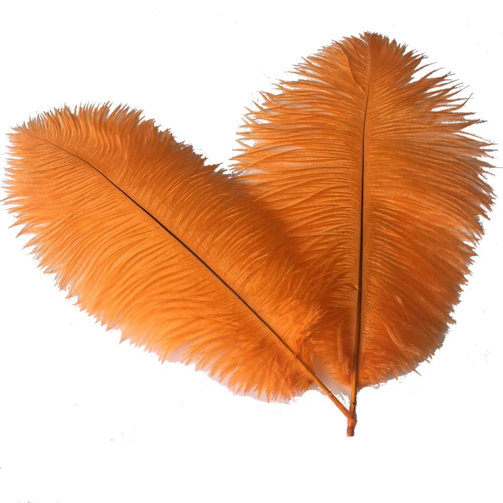 Sowder 14-16inch(35-40cm) Ostrich Feathers Plume for Wedding Centerpieces Home Decoration Pack of 10pcs(orange) — image 1
