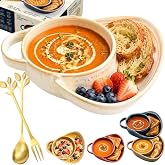 Ceramic Soup and Sandwich Bowl, Soup and Salad Bowl，White | Soup and Side/Cracker Bowls Sets for Breakfast, Soup and Sandwich, Bread Dipping Bowls, Dip for Home Kitchen Christmas