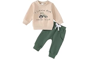 Yvowming Baby Boy Clothes Fall Clothes Truck Print Long Sleeve Pullover Tops + Pant Sets Toddler Winter Outfits