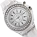 HACBIWA Women Ladies 7 Light Bling Rhinestone Rainbow Color Wrist Watch White