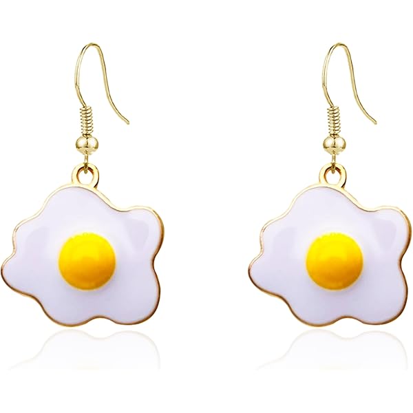 Amazon.com: Cute Fried Egg Stud Earrings Funny Gold Plated Poached