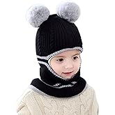 Baby Girls and Boys Winter Warm Knit Caps Scarf Woolen Hood Warm Skull Knit Caps