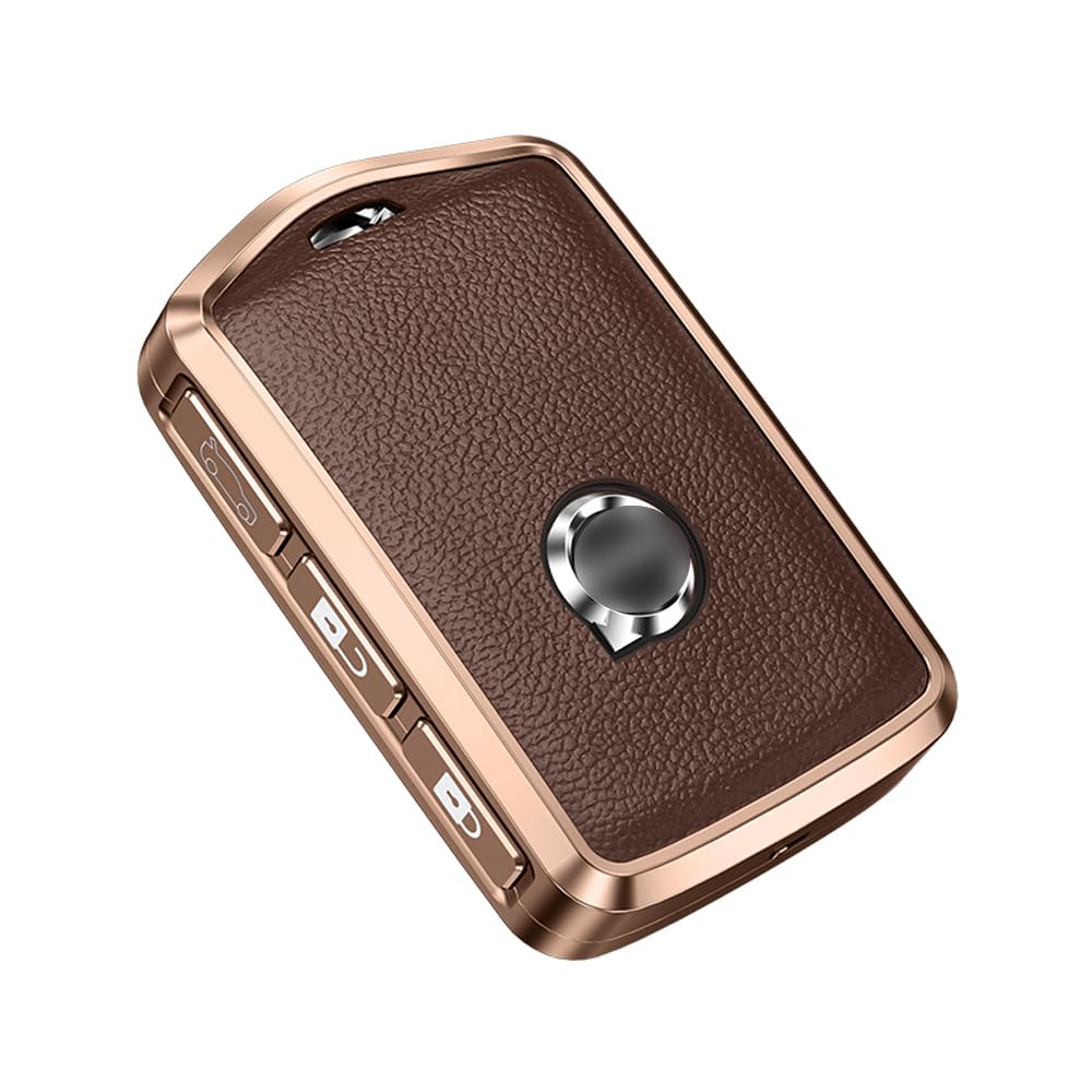 ontto Car Key Case Suitable for XC40 XC60 XC70 XC90 S60 S80 S90 C30 C40 V70 V90 T5 T6 Remote Control Cover Key Fob Metal Leather Protective Case Key Box Brown